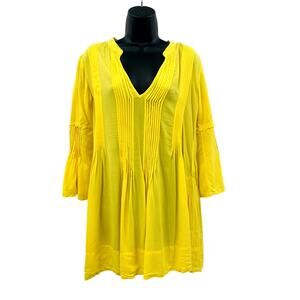Vix yellow pleated swim coverup dress